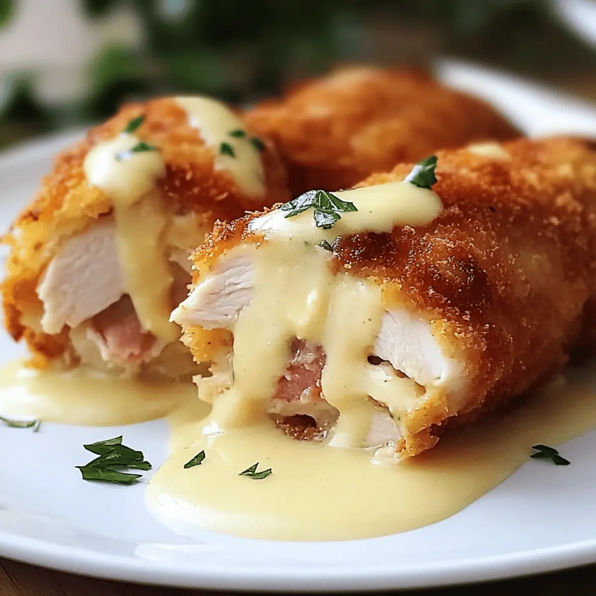 Chicken Cordon Bleu with Swiss Cheese Sauce