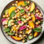 Chickpea Peach Salad with Honey Lime