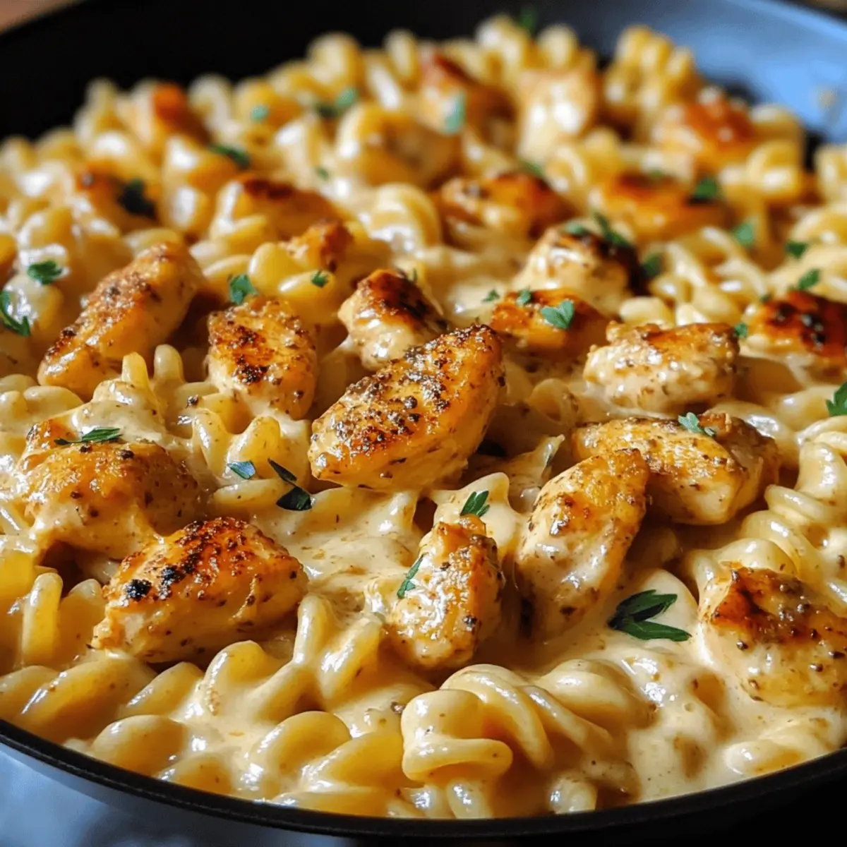 Cheesy Cajun Garlic Chicken Rotini Skillet