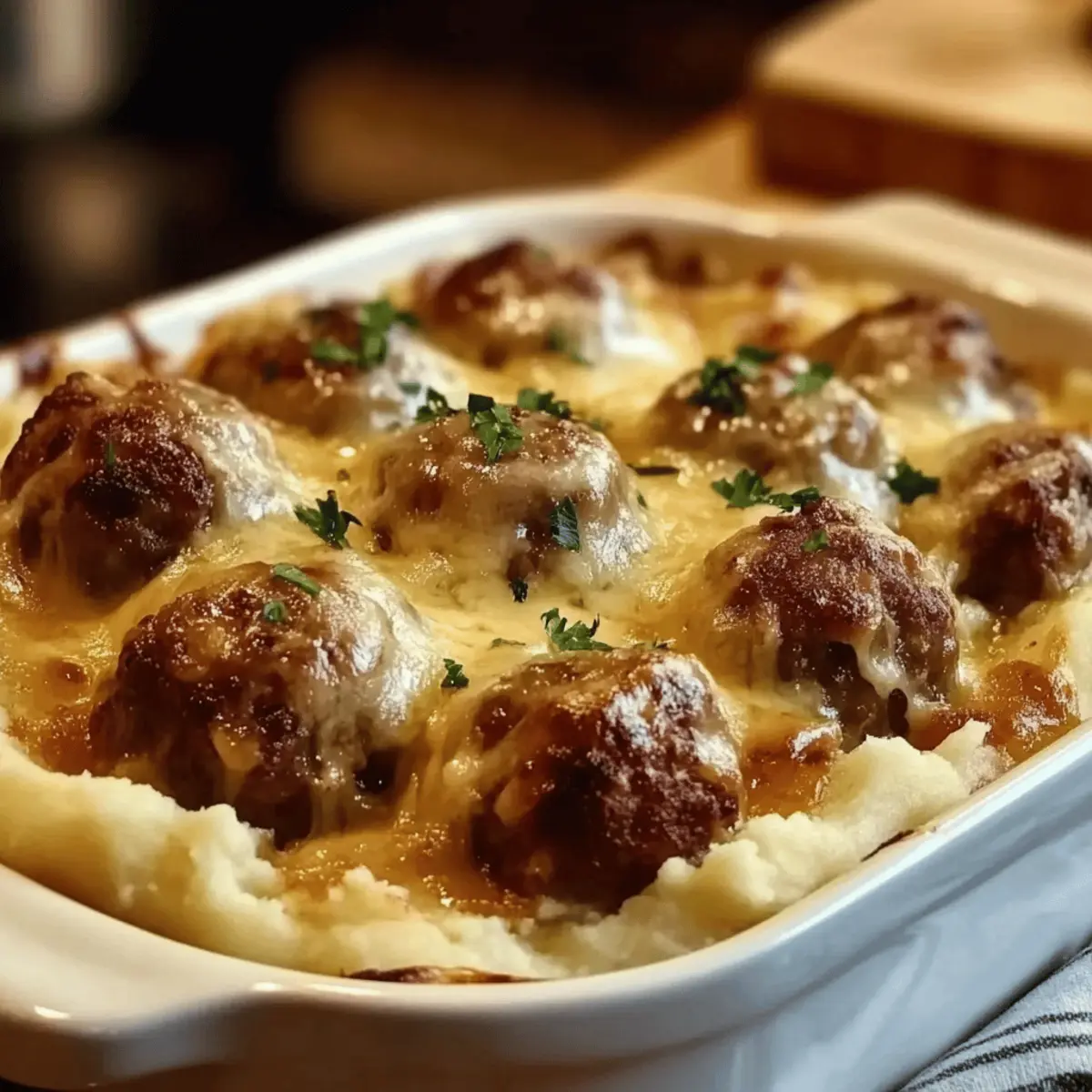 Meatball & Mashed Potato Bake