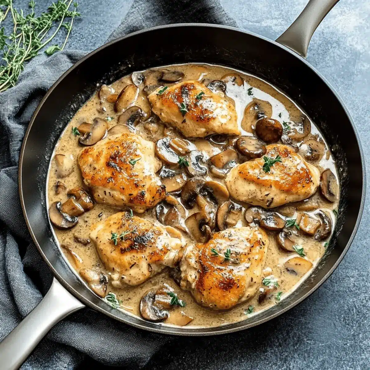 Skillet Chicken and Mushroom Wine Sauce