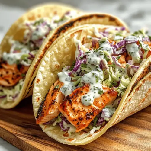 Air Fryer Salmon Tacos with Slaw