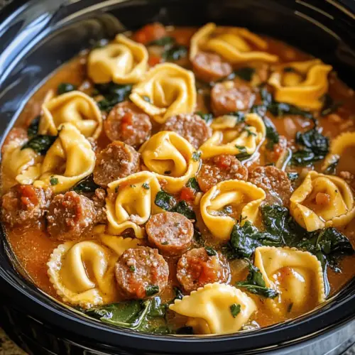 Crockpot Cheese Tortellini and Sausage