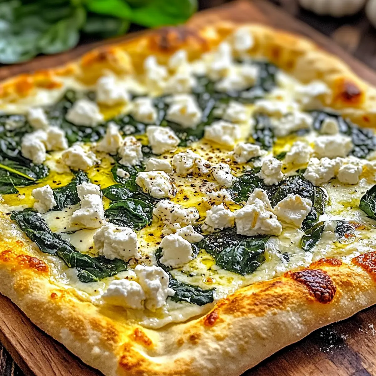 Greek Roasted Garlic Spinach White Pizza