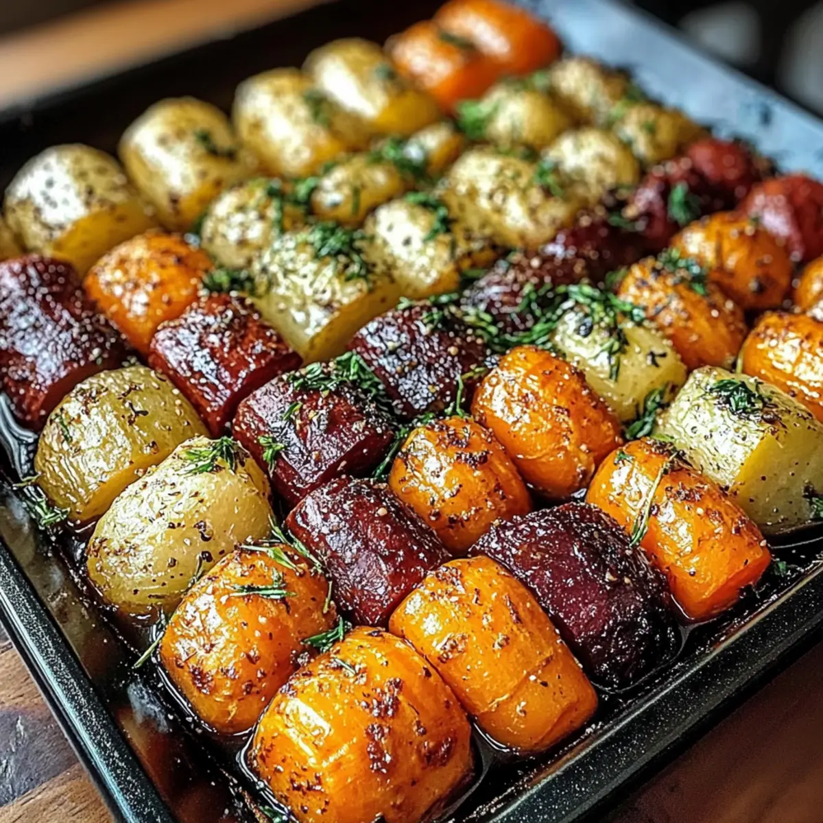 Maple Dijon Roasted Root Vegetables