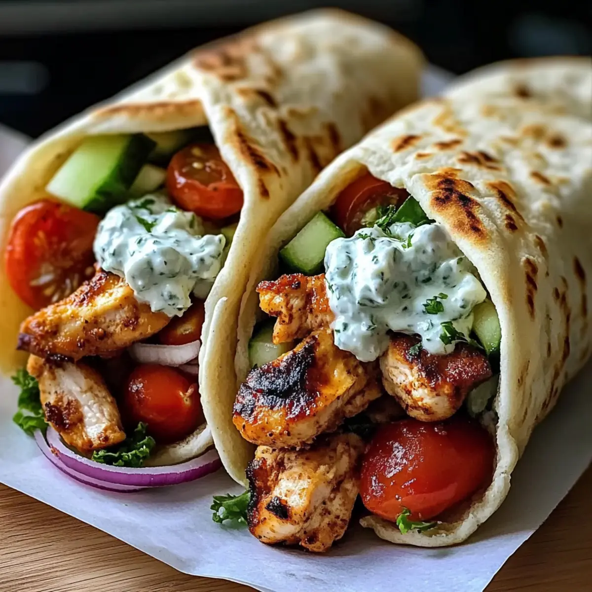Mediterranean Chicken Gyros with Creamy Feta Tzatziki