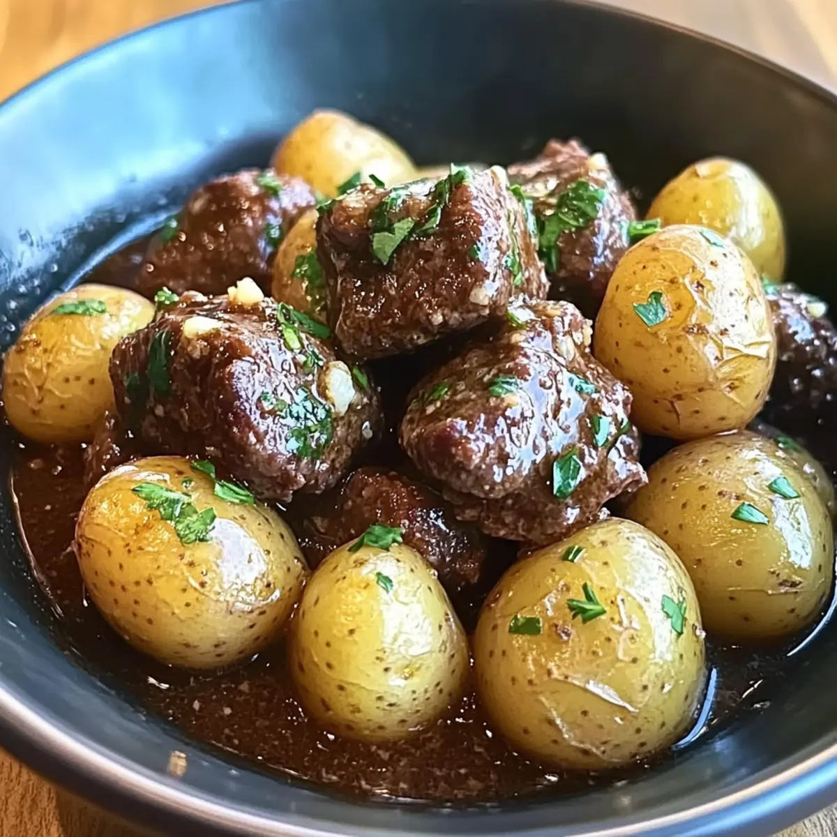 Garlic Butter Beef Bites & Potatoes
