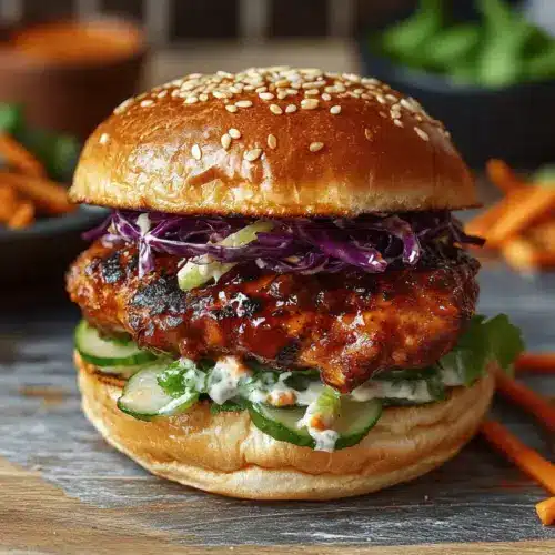 Fiery Korean Chicken Burger Bursting with Flavor