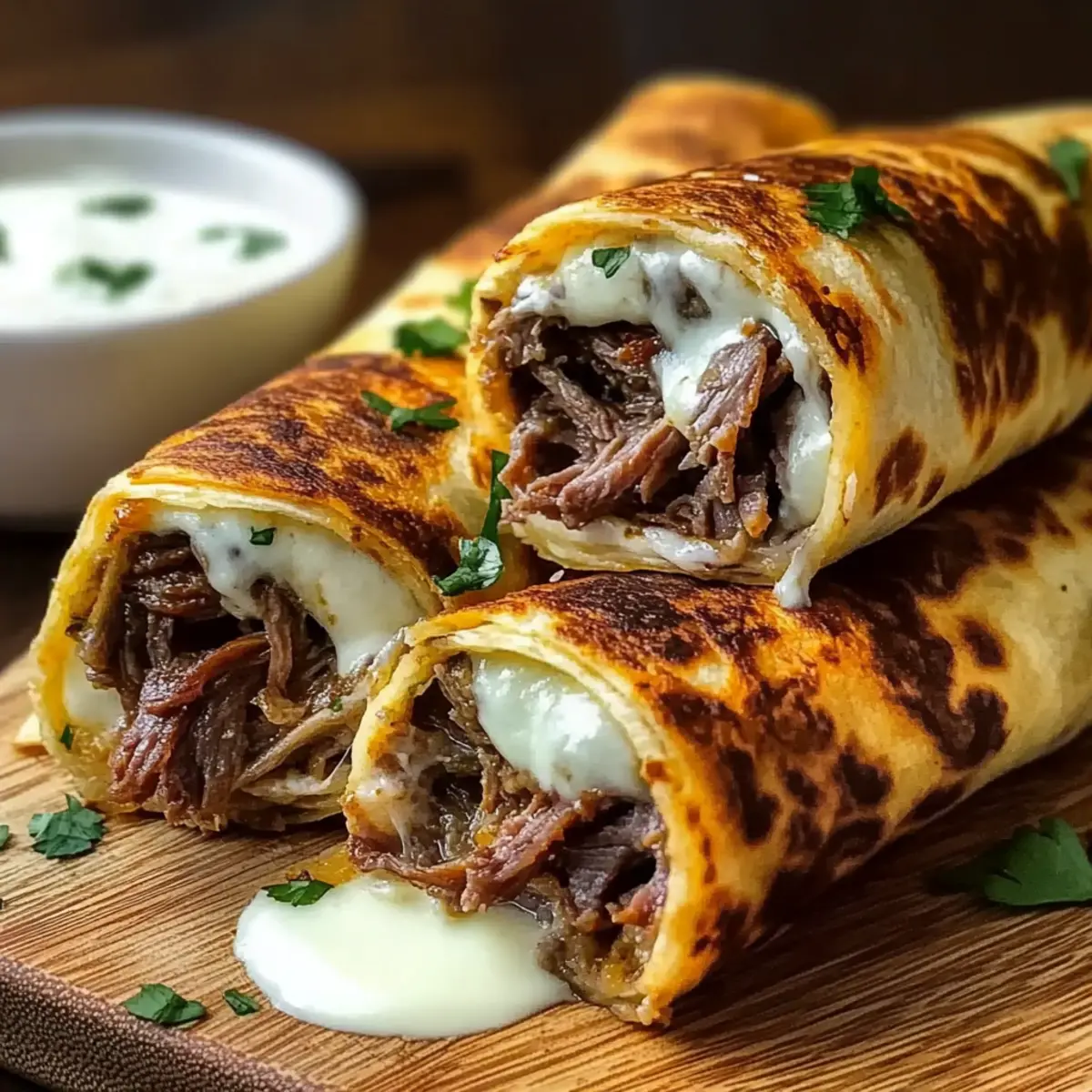 French Dip Tortilla Roll Ups