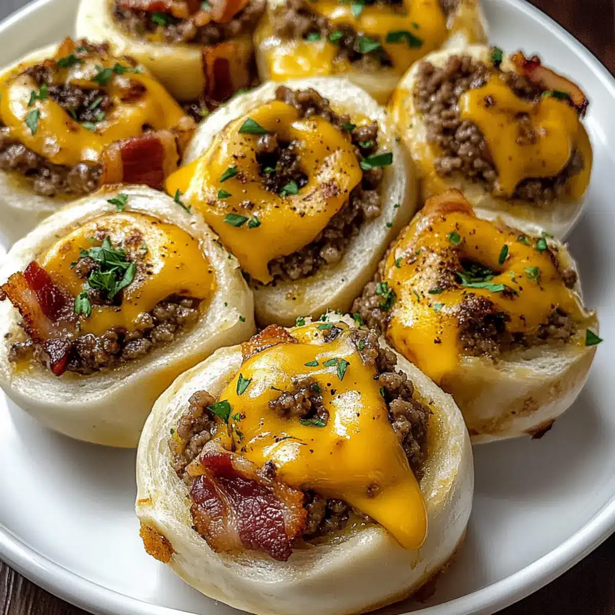 Garlic Butter Bacon Cheeseburger Rollups