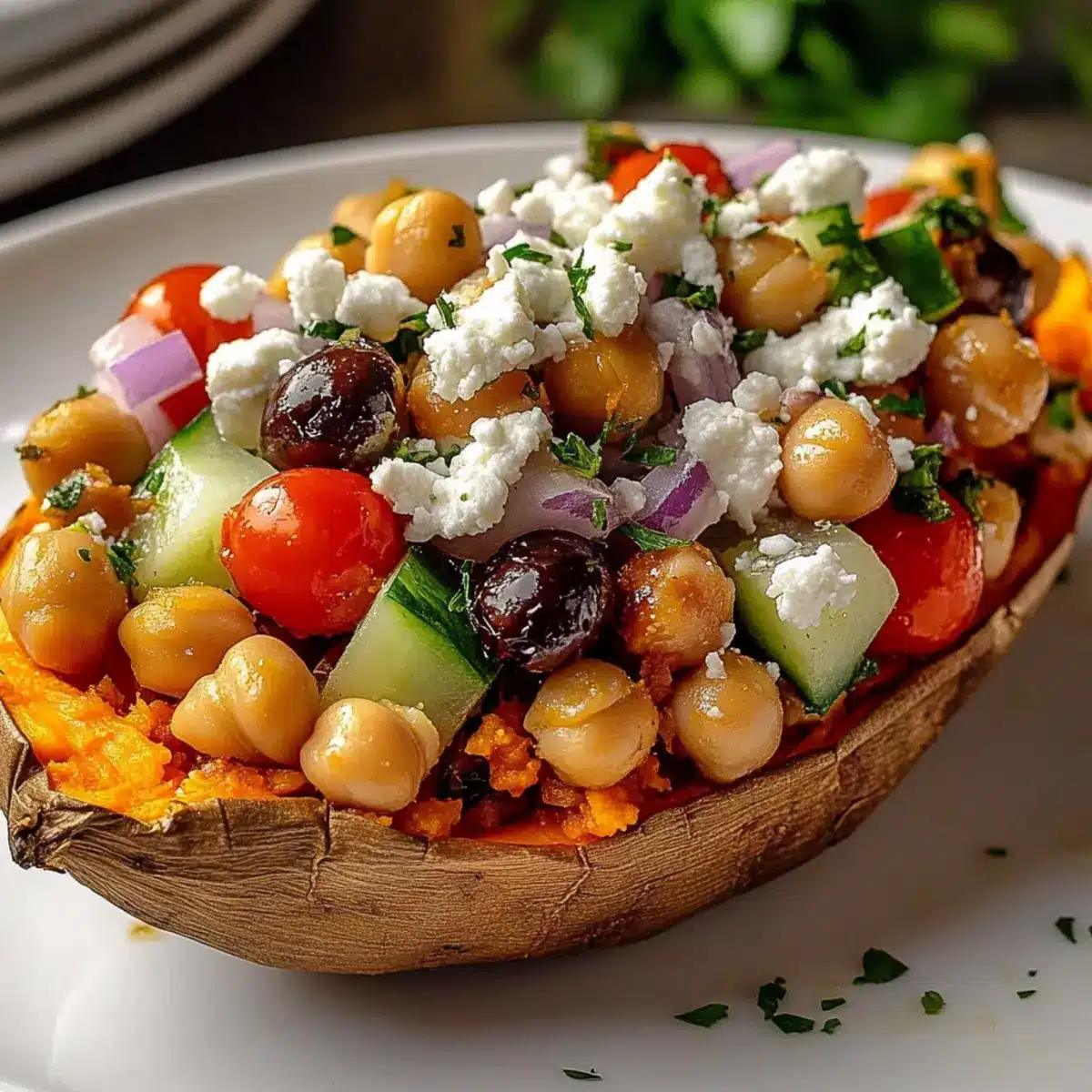 Mediterranean Stuffed Sweet Potatoes