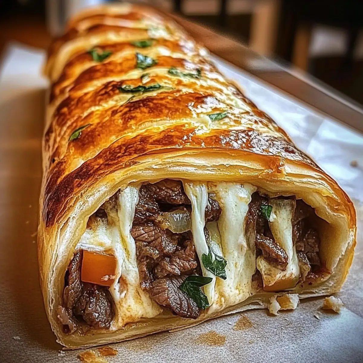 Mozzarella Cheese Steak Stromboli