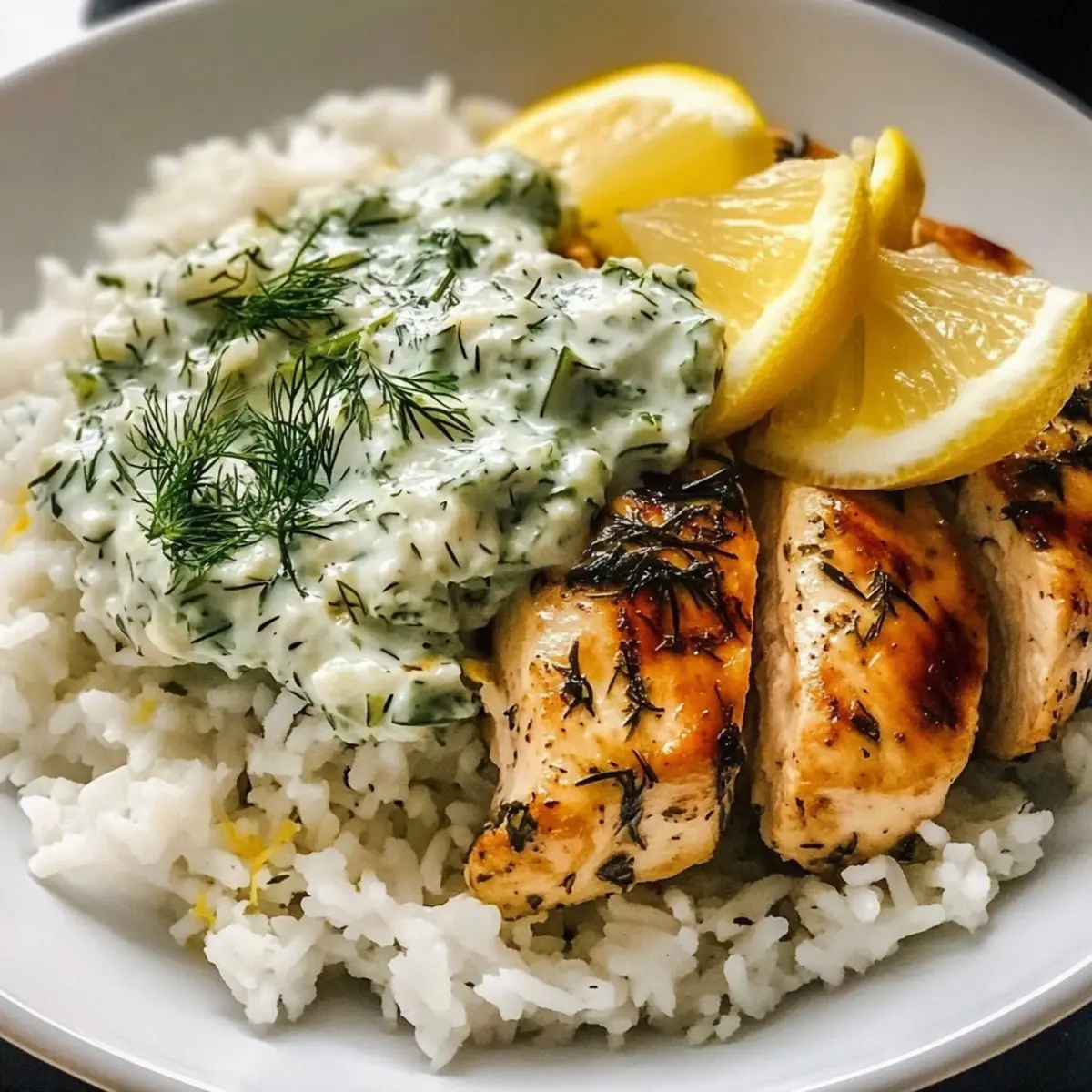 Dump-and-Bake Chicken Tzatziki Rice