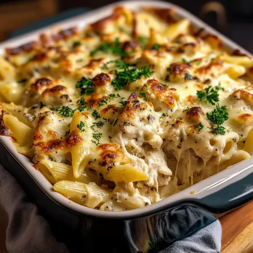 Banana Pepper Chicken Alfredo Bake