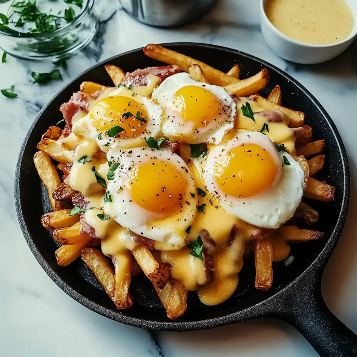 Breakfast Poutine with Hollandaise Sauce