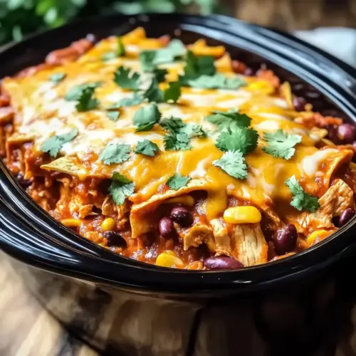 Crockpot Chicken Enchilada Casserole
