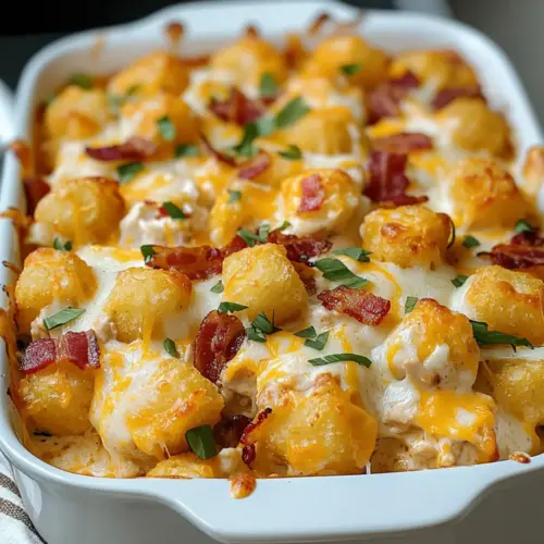 Chicken Bacon Ranch Tater Tot Casserole