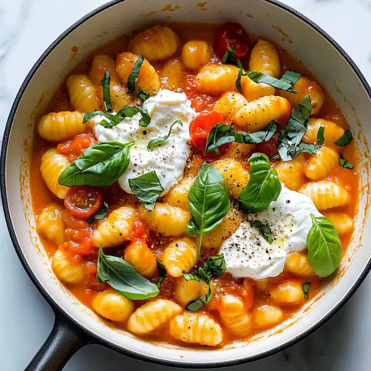 Creamy Tomato Gnocchi with Burrata