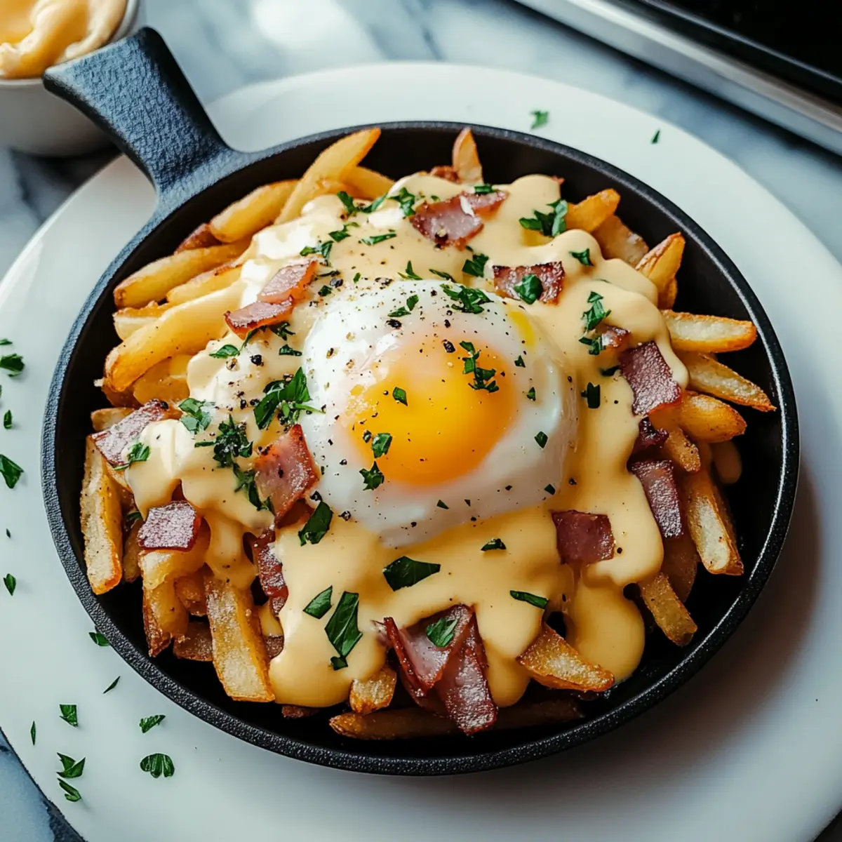 Breakfast Poutine with Hollandaise Sauce