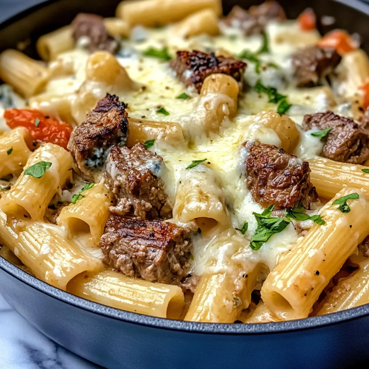 Steak & Blue Cheese Rigatoni Bake