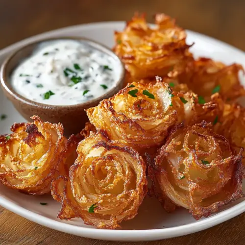 Crispy Mini Bloomin’ Onions with Creamy Buttermilk Ranch Dip