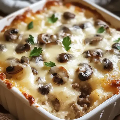 Mushroom and Swiss Burger Casserole
