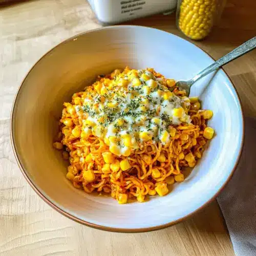 Spicy Noodles With Korean Corn Cheese