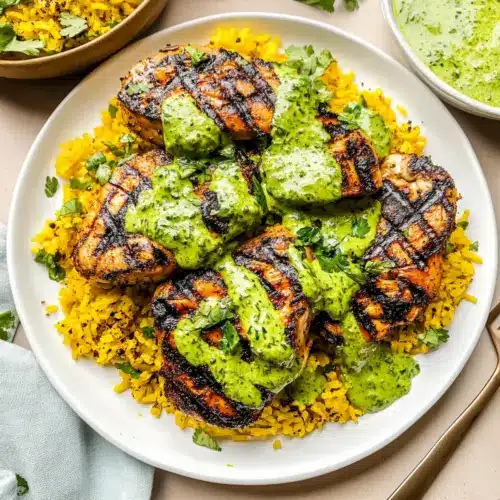 Peruvian Chicken & Rice with Green Sauce