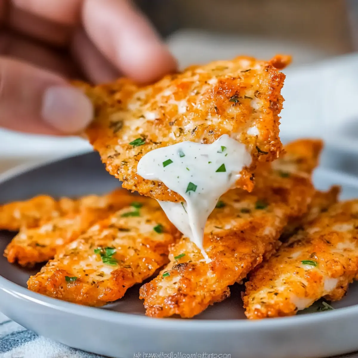 Healthy Buffalo Ranch Baked Chicken Strips