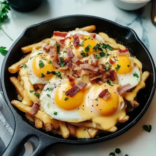 Breakfast Poutine with Hollandaise Sauce