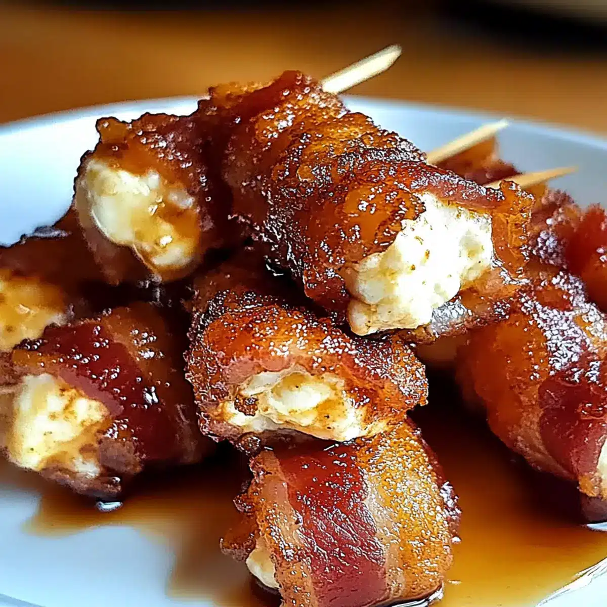 Crispy Bacon Mozzarella Poppers with Glaze