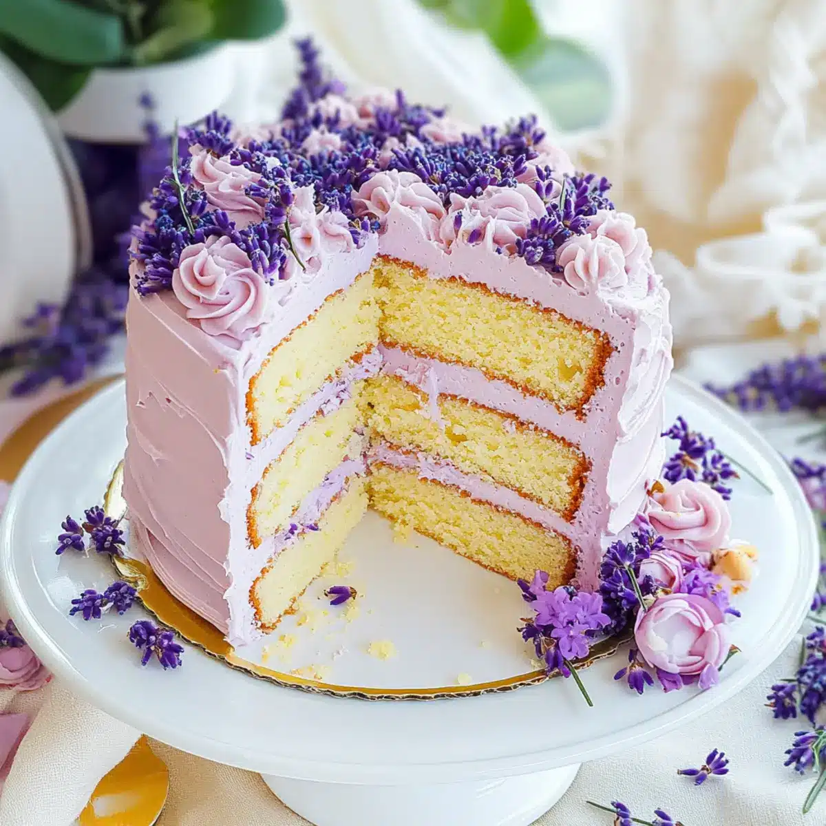 Lavender Cake Recipe with Lavender Buttercream Frosting