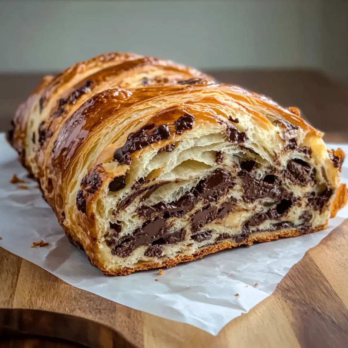 Sourdough Chocolate Chip Croissant Bread