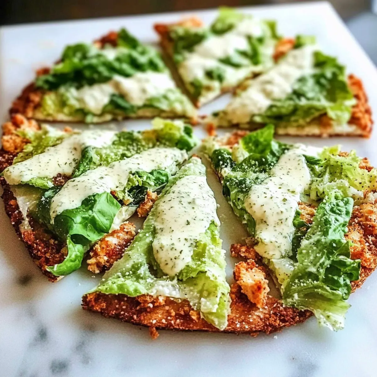 Chicken Crust Caesar Salad Pizza