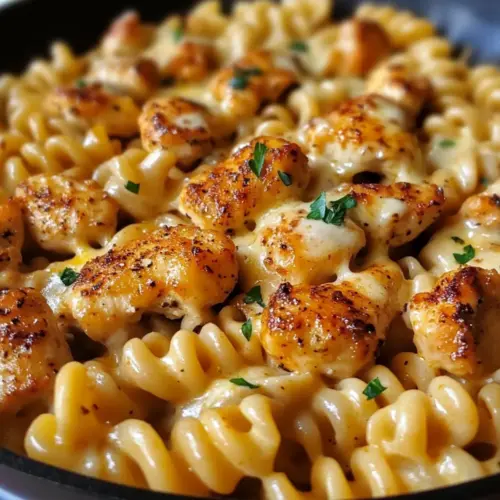 Cheesy Cajun Garlic Chicken Rotini Skillet
