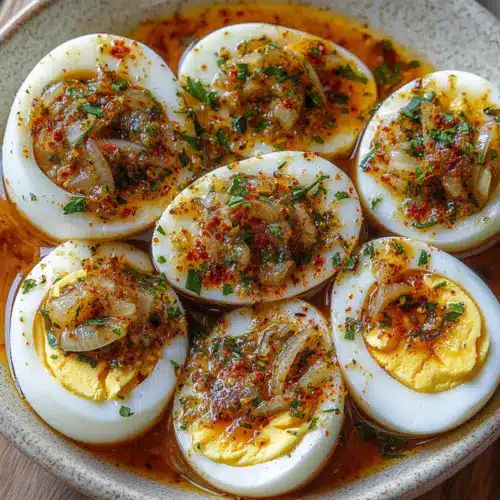 Cajun Boiled Eggs with Spicy Garlic Butter Sauce