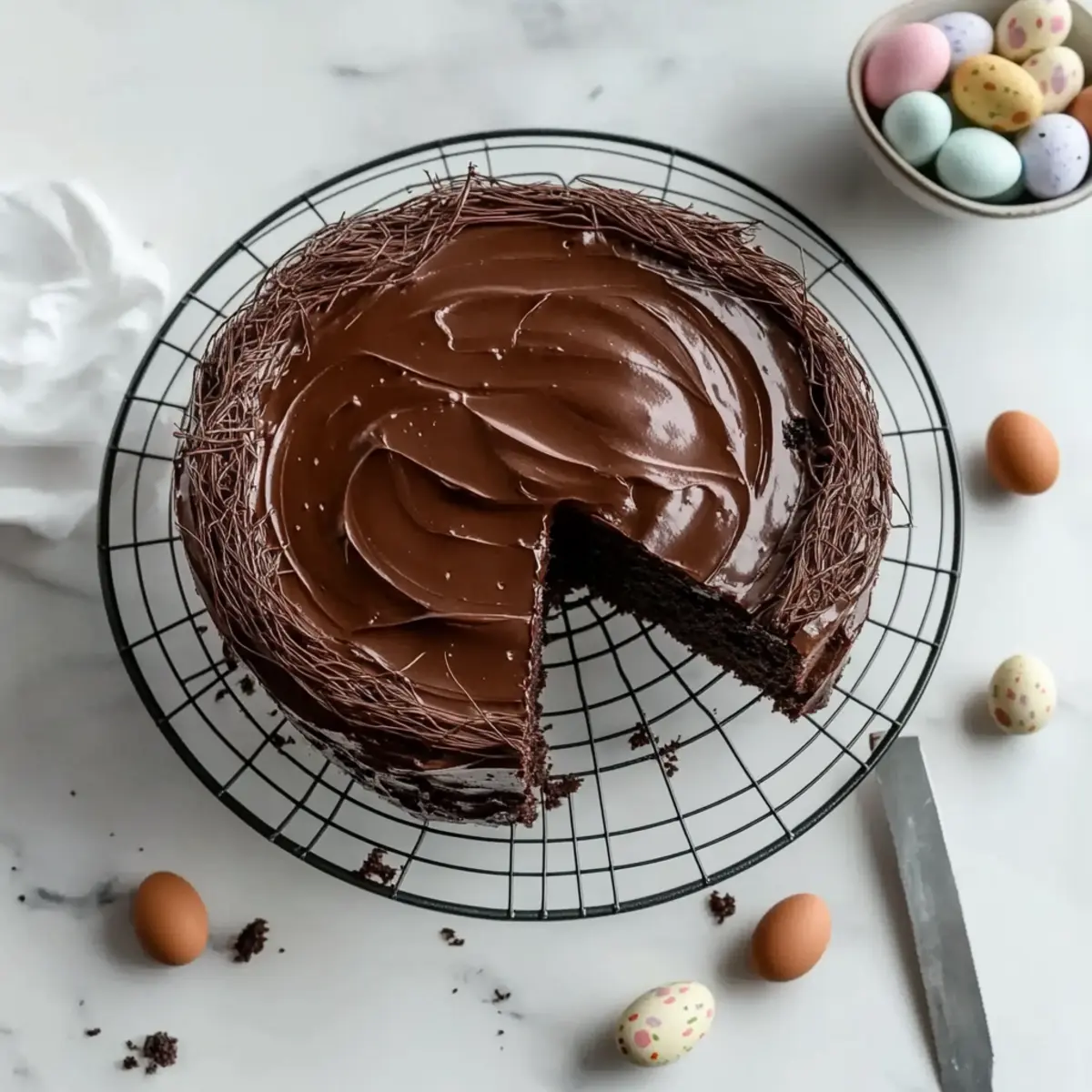 Chocolate Easter Egg Nest Cake