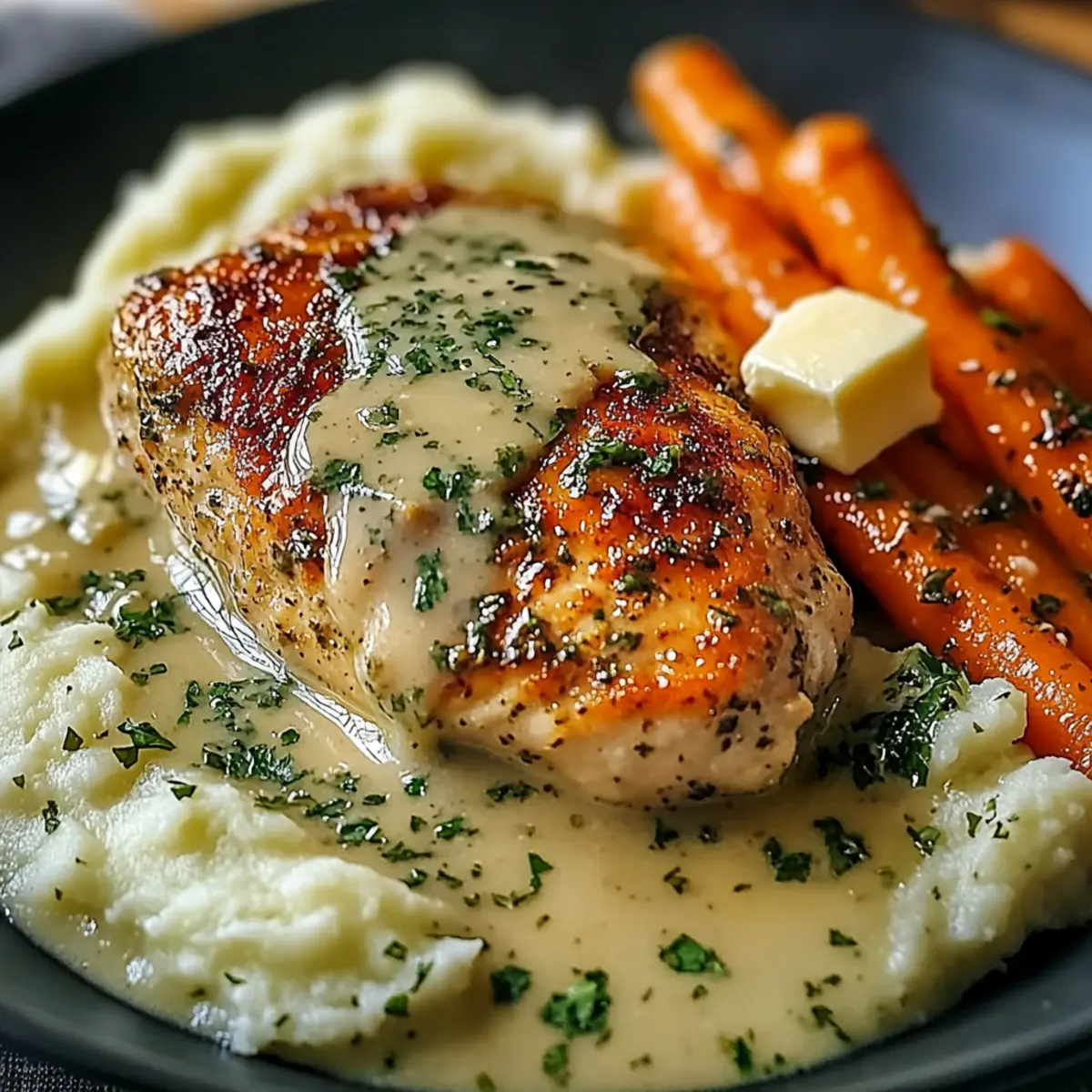 Herb Chicken with Mashed Potatoes & Glazed Carrots