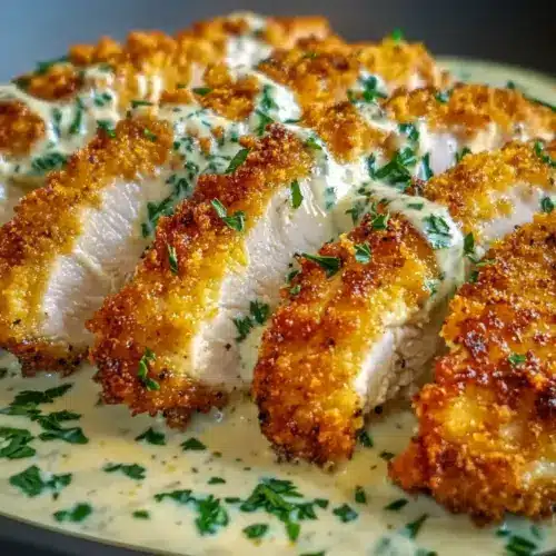 Parmesan Chicken with Creamy Garlic Sauce