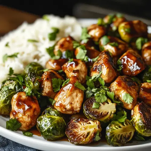 Air Fryer Sweet Chili Chicken and Brussels Sprouts