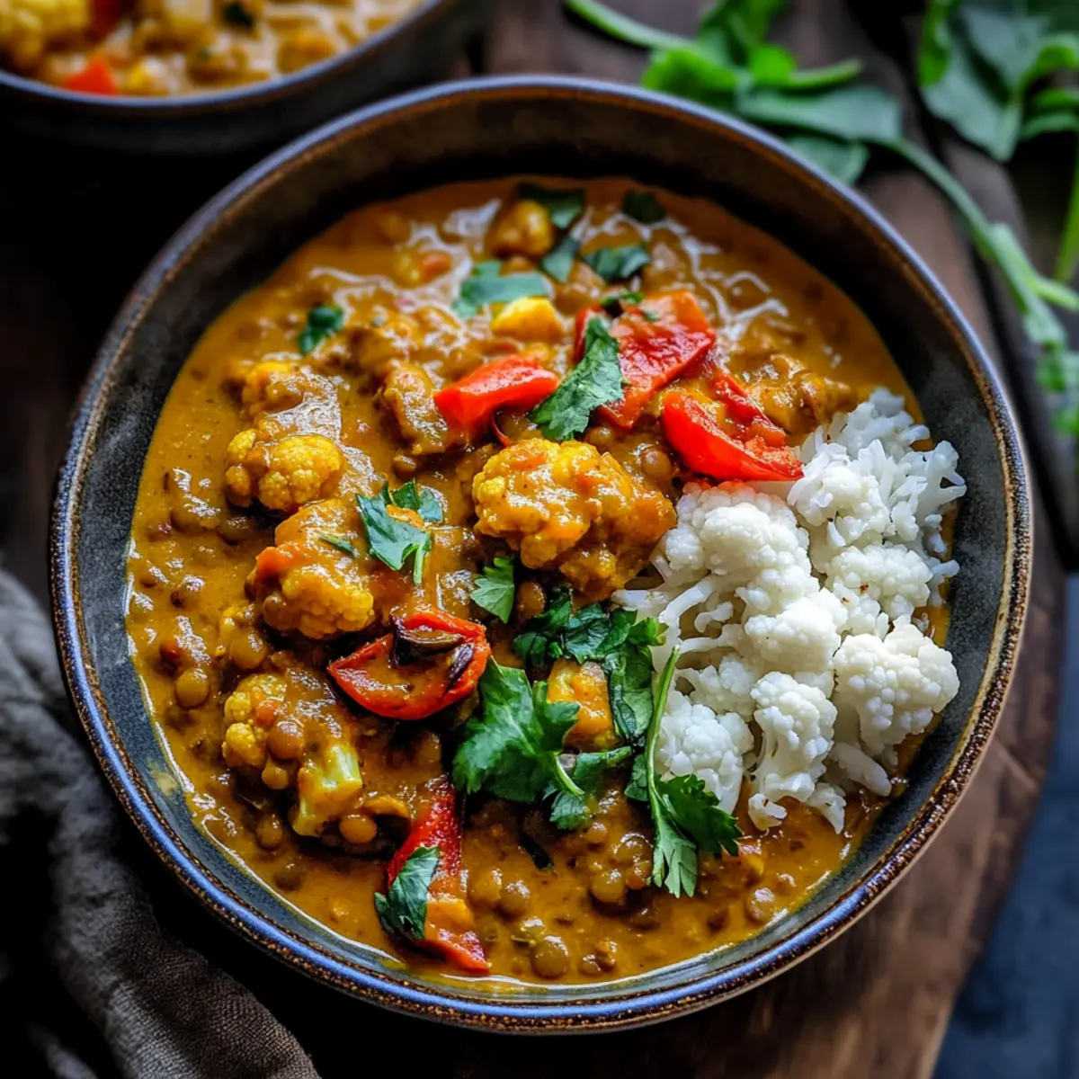 Roasted Cauliflower Lentil Curry
