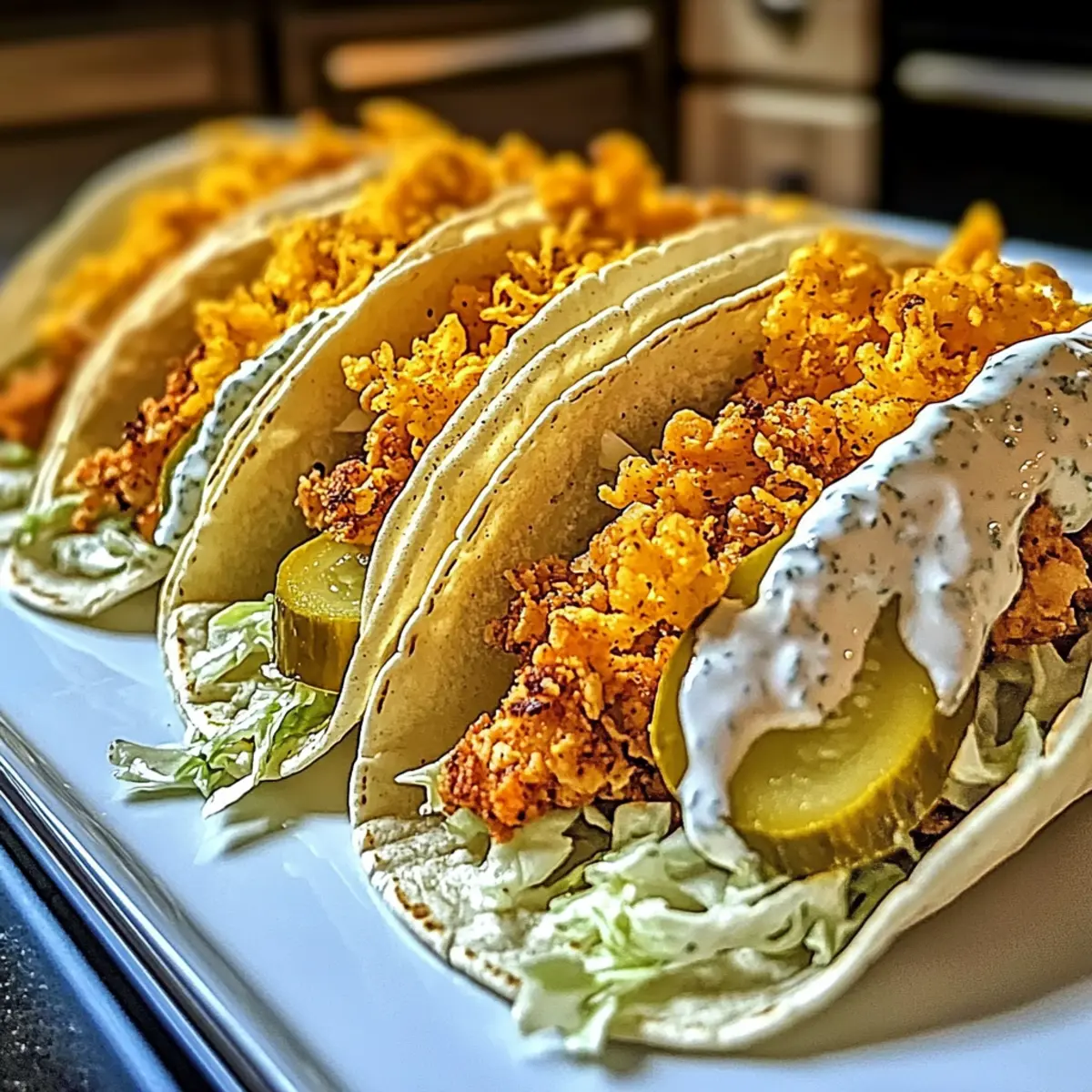 Dill Pickle Ranch Smash Chicken Tacos