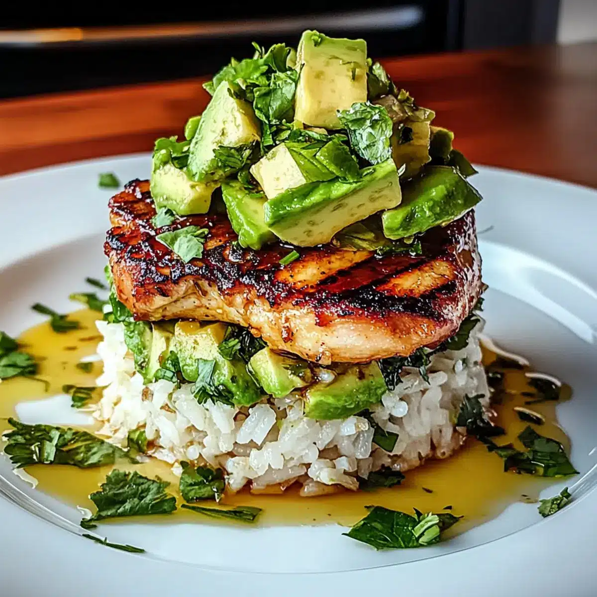 Honey Lime Chicken & Avocado Rice Stack