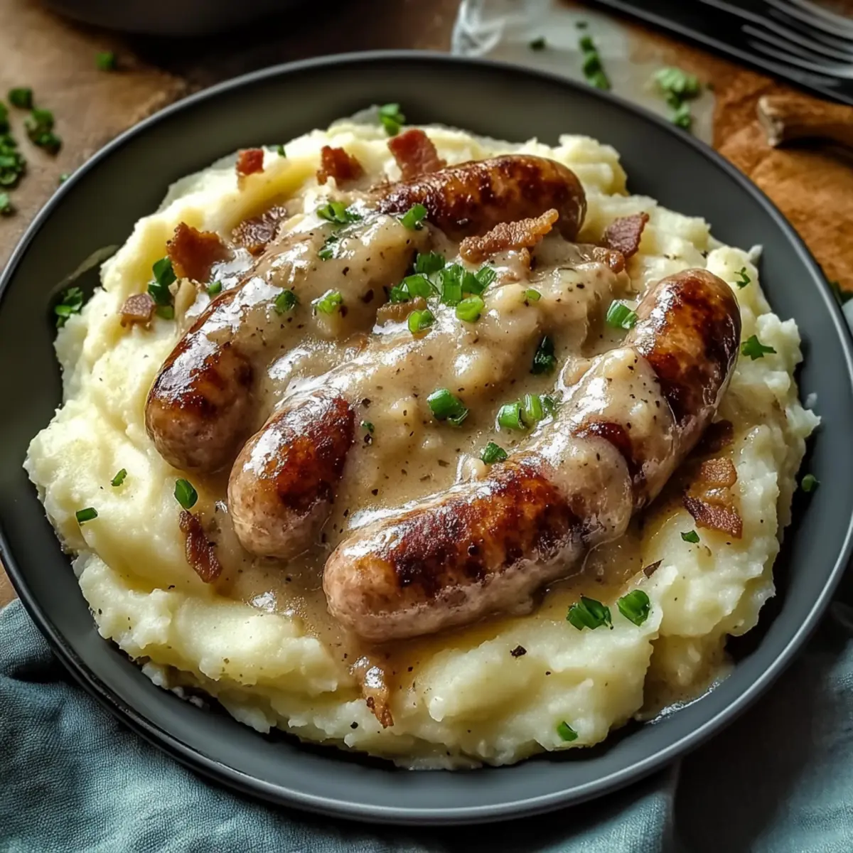 Irish Bangers and Colcannon with Guinness Gravy