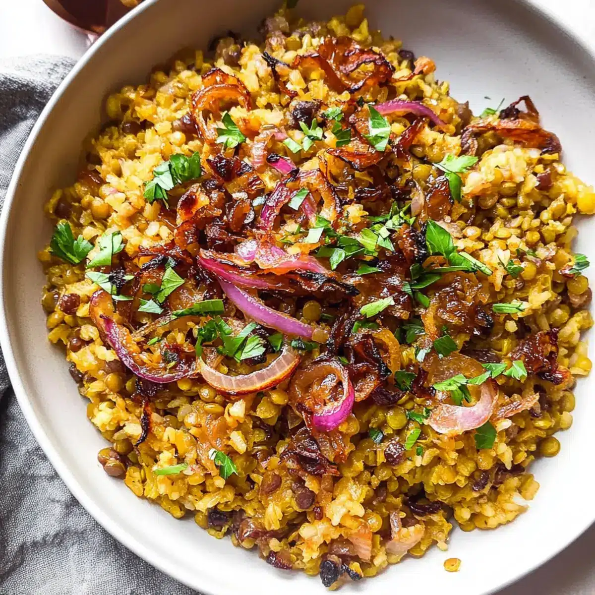 Lentils & Rice Pilaf with Caramelized Onions