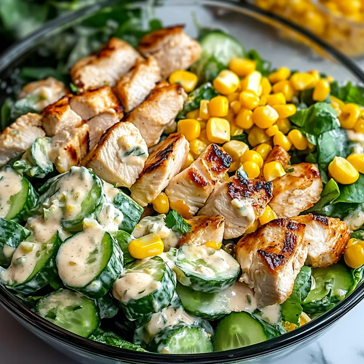 Street Corn Creamy Cucumber Chicken Salad