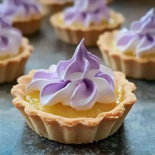 Mini Lemon Tart with Lilac Meringue