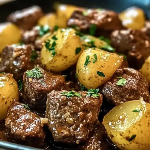 Garlic Butter Beef Bites & Potatoes