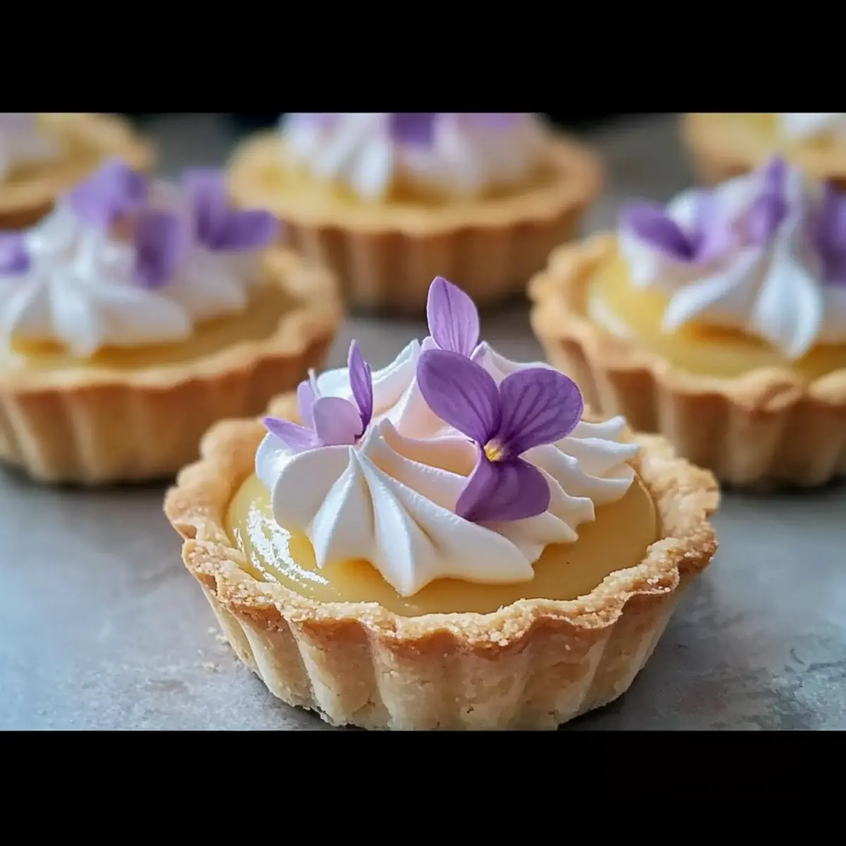 Mini Lemon Tart with Lilac Meringue