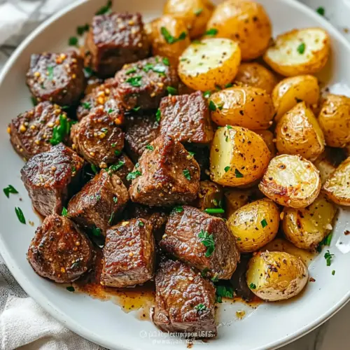 Garlic Steak Bites and Potatoes